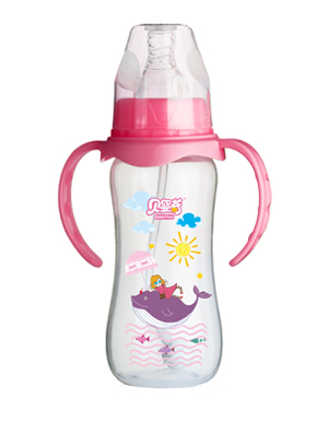 贝婴奇300ml标口弧形PP奶瓶粉色
